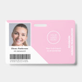 Badge Nom de l'employé Logo de l'entreprise Pink Securit (Avant)