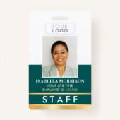 Badge Nom de l'employé Logo Vert Gold Gradient (Devant)