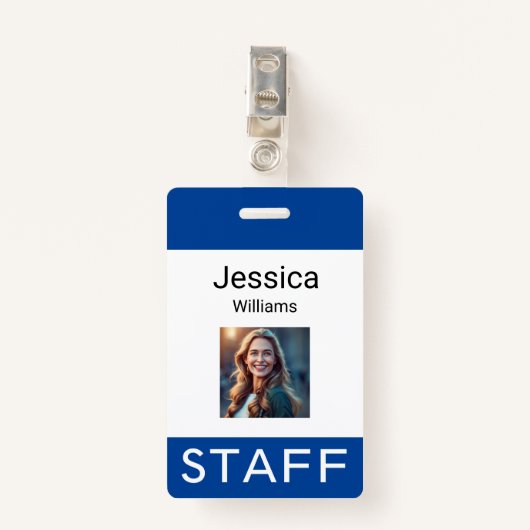Badge Nom de l'employé, logos de l'entreprise personnell (Devant avec clip)