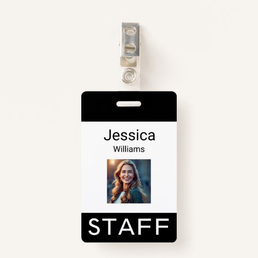 Badge Nom de l'employé, logos de l'entreprise personnell (Devant avec clip)
