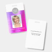 Badge Nom de l'employé métallurgique violet Logo Photo d (Avant & arrière)