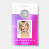 Badge Nom de l'employé métallurgique violet Logo Photo d (Avant)