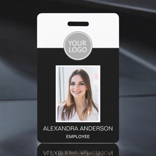 Badge Nom de l'employé noir Logo Photo Travail d'entrepr