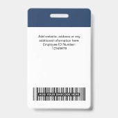 Badge Nom de l'employé personnalisé Logo de l'entreprise (Dos)