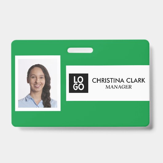 Badge Nom de l'employé personnalisé Logo photo de l'ID d (Avant)