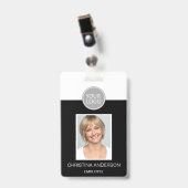 Badge Nom de l'employé personnalisé Logo Photo Travail d (Avant avec clip)