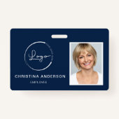 Badge Nom de l'employé personnalisé Logo Photo Travail d (Devant)