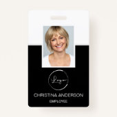Badge Nom de l'employé personnalisé Logo Photo Travail d (Devant)