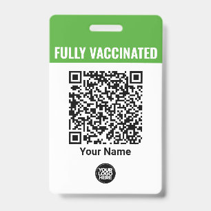 Badge Nom de l'employé personnalisé Logo Vaccination QrC