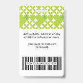 Badge Nom de l'employé personnalisé Numéro d'étiquette d (Arrière)