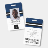 Badge Nom de l'employé personnalisé, photo, code barre,  (Avant & arrière)