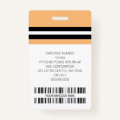 Badge Nom de l'employé personnalisé, photo, code barre,  (Dos)