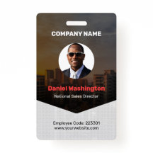 Nom de l'employé personnalisé, photo, code barre,