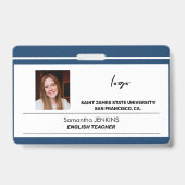 Badge Nom de l'employé personnalisé photo logo texte cod (Avant)