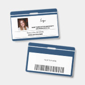 Badge Nom de l'employé personnalisé photo logo texte cod (Avant & arrière)