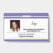 Badge Nom de l'employé personnalisé photo logo texte cod (Avant)