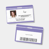 Badge Nom de l'employé personnalisé photo logo texte cod (Avant & arrière)