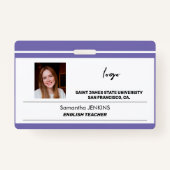 Badge Nom de l'employé personnalisé photo logo texte cod (Devant)