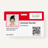 Badge Nom de l'employé Photo Logo de l'entreprise Code Q (Devant)