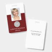 Badge Nom de l'employé rouge Logo Photo Travail d'entrep (Avant & arrière)