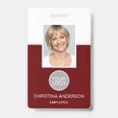 Badge Nom de l'employé rouge Logo Photo Travail d'entrep (Avant)