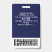 Badge Nom de l'employé Titre Code à barres Logo Marine G (Arrière)