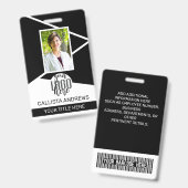 Badge Nom de l'employé Titre Code-barres Logo Noir Geo I (Avant & arrière)