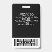 Badge Nom de l'employé Titre Code-barres Logo Noir Geo I (Arrière)