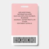 Badge Nom de l'employé Titre Code-barres Logo Rose Geo I (Arrière)