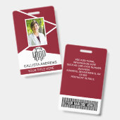 Badge Nom de l'employé Titre Code-barres Logo Rouge Code (Avant & arrière)