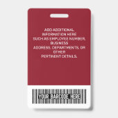 Badge Nom de l'employé Titre Code-barres Logo Rouge Code (Arrière)