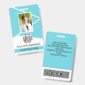 Badge Nom de l'employé Titre Code-barres Logo Sarcelle I (Avant & arrière)