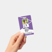 Badge Nom de l'employé Titre Code-barres Logo Violet Geo (Manuel / portable)