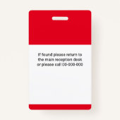 Badge Nom De L'Employé Titre Et Code QR Simple Rouge (Dos)