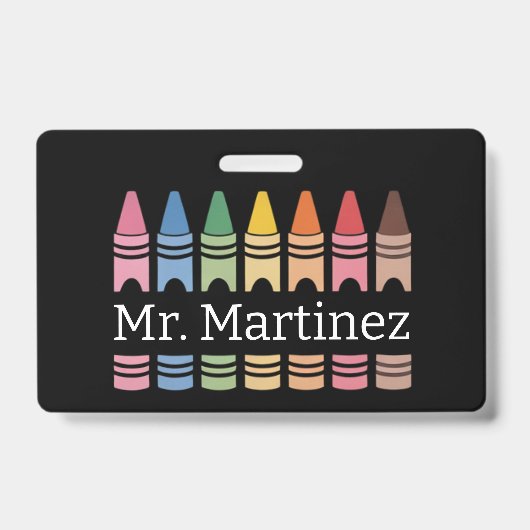 Badge Nom de l'enseignant Crayon personnalisé Cute Back  (Avant)