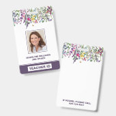 Badge Nom de l'enseignant fleur sauvage Insigne d'identi (Avant & arrière)