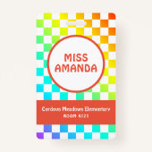 Badge Nom de l'enseignant personnalisé Numéro d'étiquett (Dos)