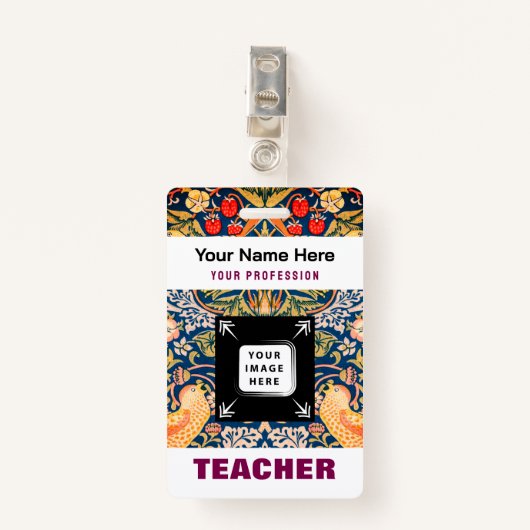 Badge Nom de l'enseignant sur mesure Nom de l'entreprise (Devant avec clip)