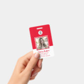 Badge Nom de l'entreprise avec code-barres photo rouge m (Manuel / portable)