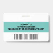 Badge Nom de l'entreprise de la carte d'identité de l'em (Arrière)