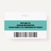 Badge Nom de l'entreprise de la carte d'identité de l'em (Dos)