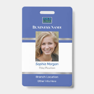 Badge Nom de l'entreprise DIY Photo Logo Info, Bleu et B