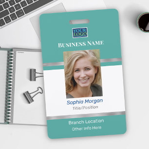 Badge Nom de l'entreprise Photo Logo Info, sarcelle arge