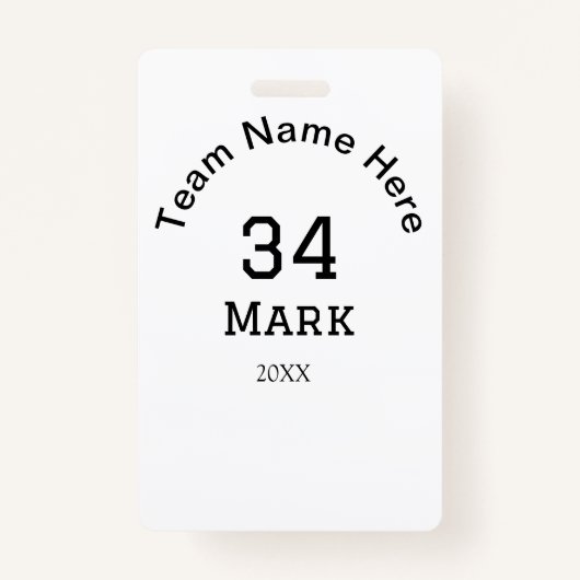 Badge nom de l'équipe ajouter nom du joueur date sports (Devant)