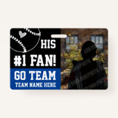 Badge Nom de l'équipe de supporters de baseball #1 et Jo (Devant)