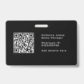 Badge Nom de l'ID de sécurité Monogramme Code QR (Arrière)