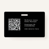 Badge Nom de l'ID de sécurité Monogramme Code QR (Dos)