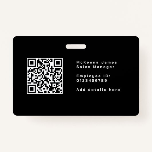 Badge Nom de l'ID de sécurité Monogramme Code QR (Dos)