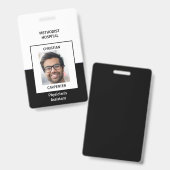 Badge Nom de l'ID photo noir et blanc (Avant & arrière)
