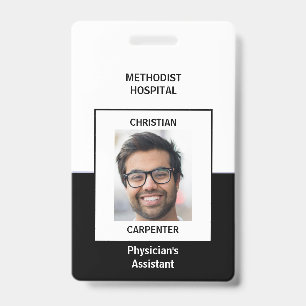 Badge Nom de l'ID photo noir et blanc